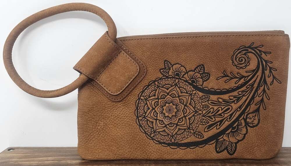 Rare Hobo Sable Inked Hide Brown Suede Wristlet Clutch Collector's Edition 2018
